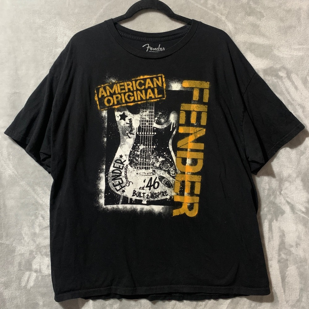 Fender American Original Stratocaster Graphic T-Shirt Mens XXL Black Cotton Tee
